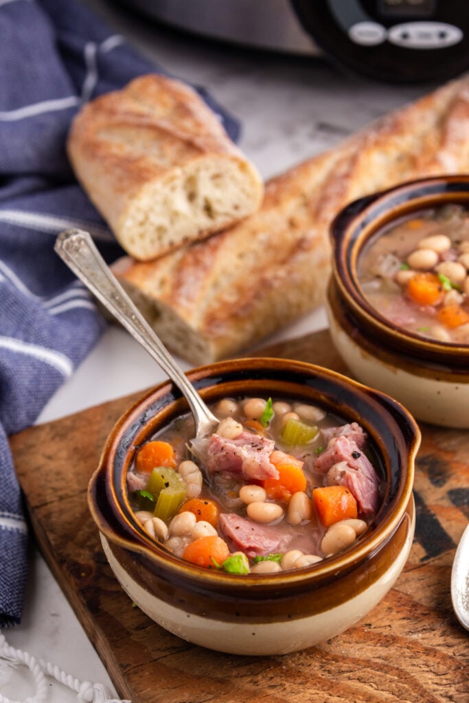 Crockpot Navy Bean Soup in bowls