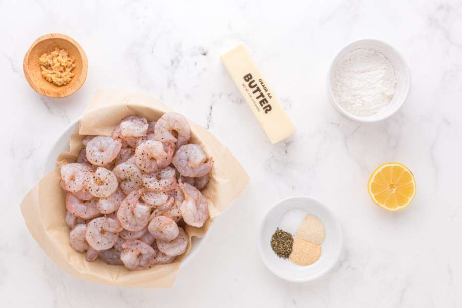 ingredients for Hawaiian garlic shrimp