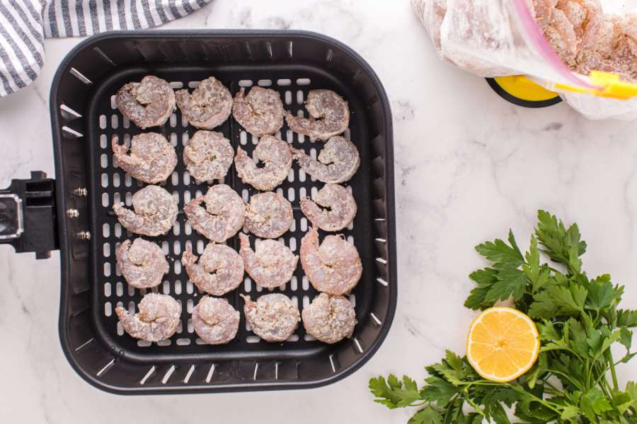 shrimp in air fryer basket