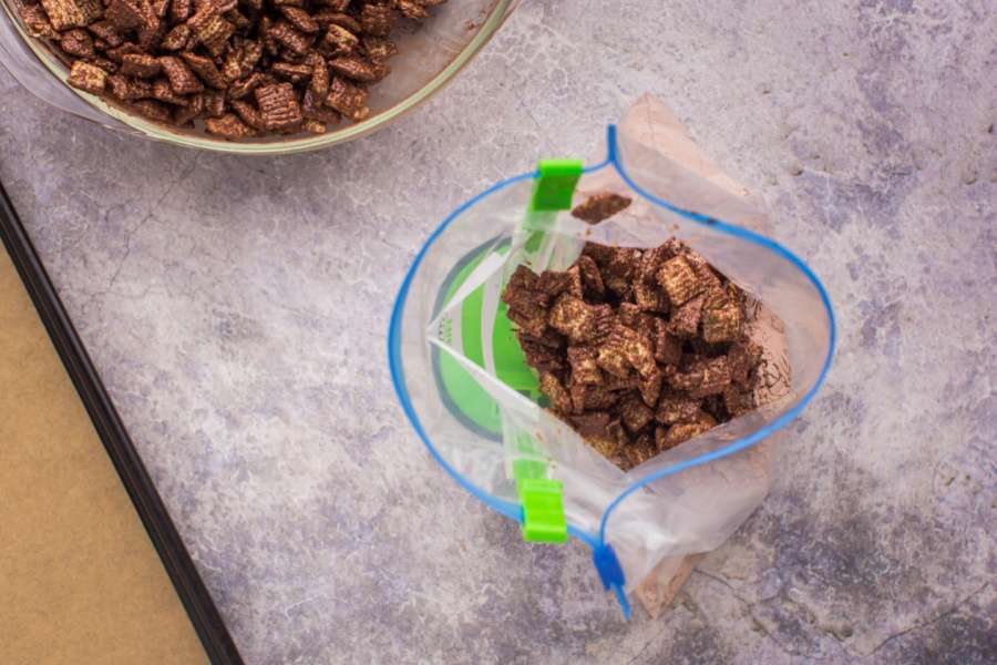 chocolate cereal in ziplock bag