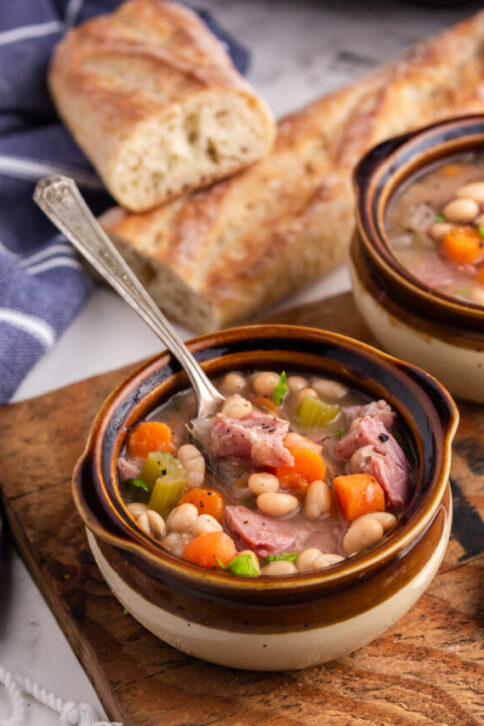 Crockpot Navy Bean Soup in bowls