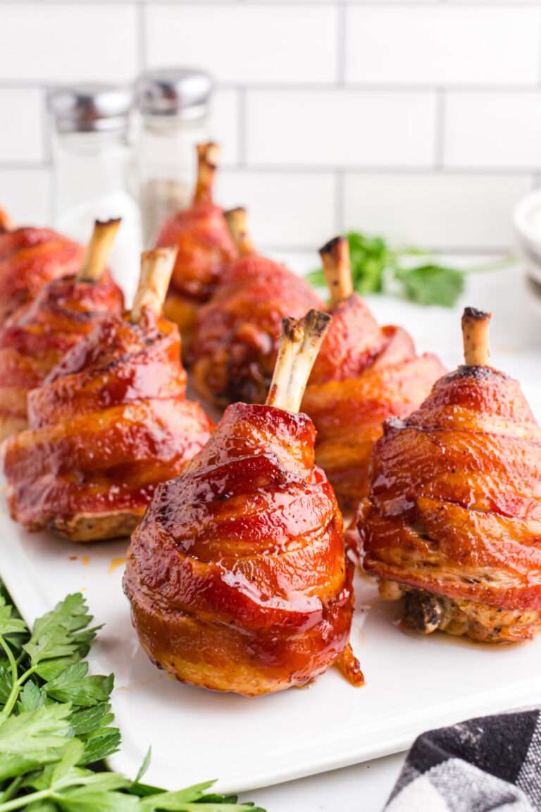 Bacon Wrapped Chicken Lollipops