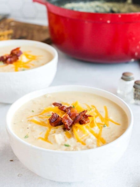Cauliflower Cheese Soup in two bowls