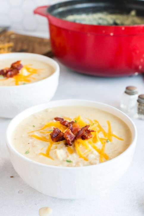 Cauliflower Cheese Soup in two bowls