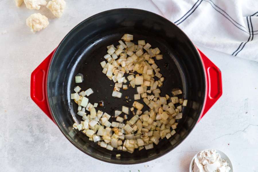 onions cooking in pan