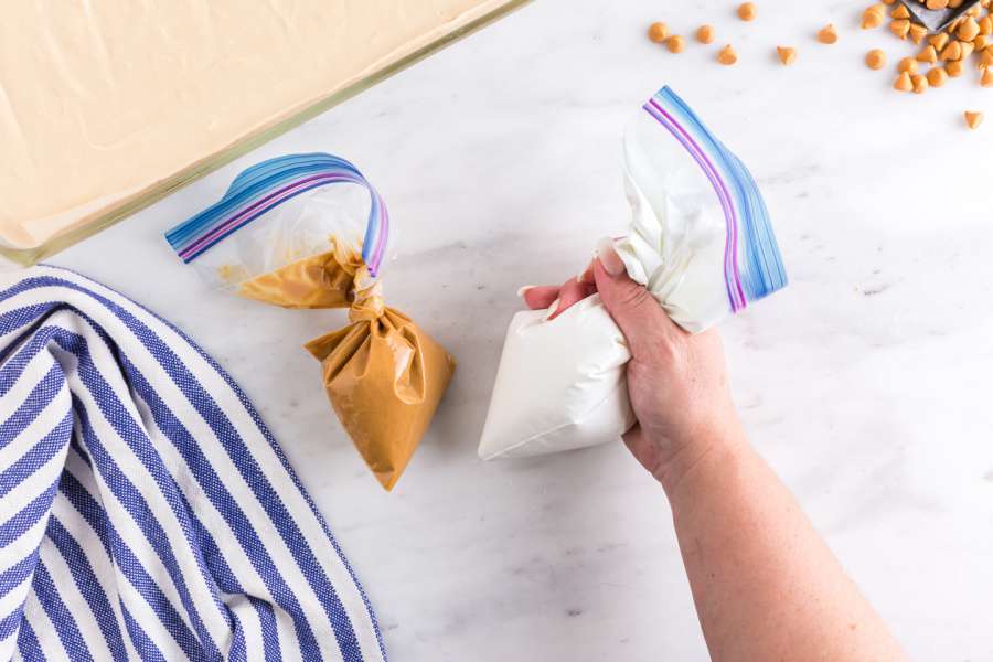 peanut butter and marshmallow fluff in bags