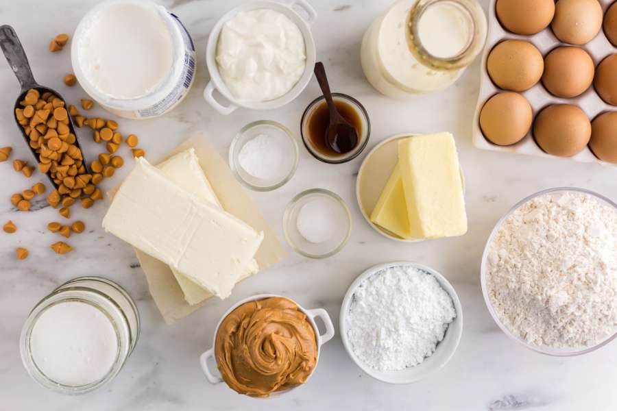 ingredients for Fluffernutter Cheesecake Bars
