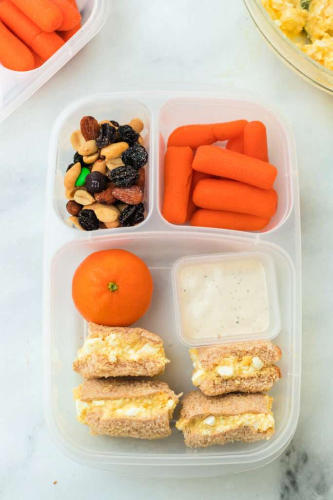 mini egg salad sandwich lunchbox
