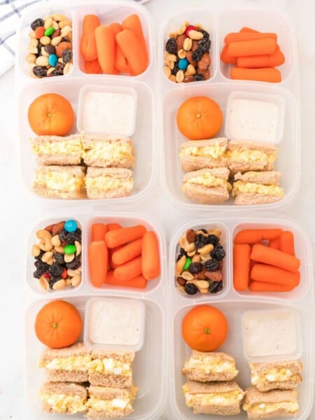 4 mini egg salad sandwich lunchboxes