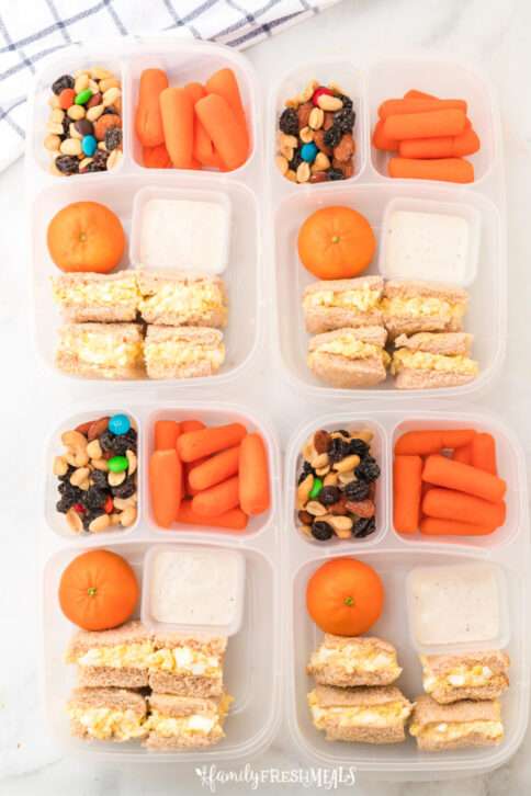 4 mini egg salad sandwich lunchboxes