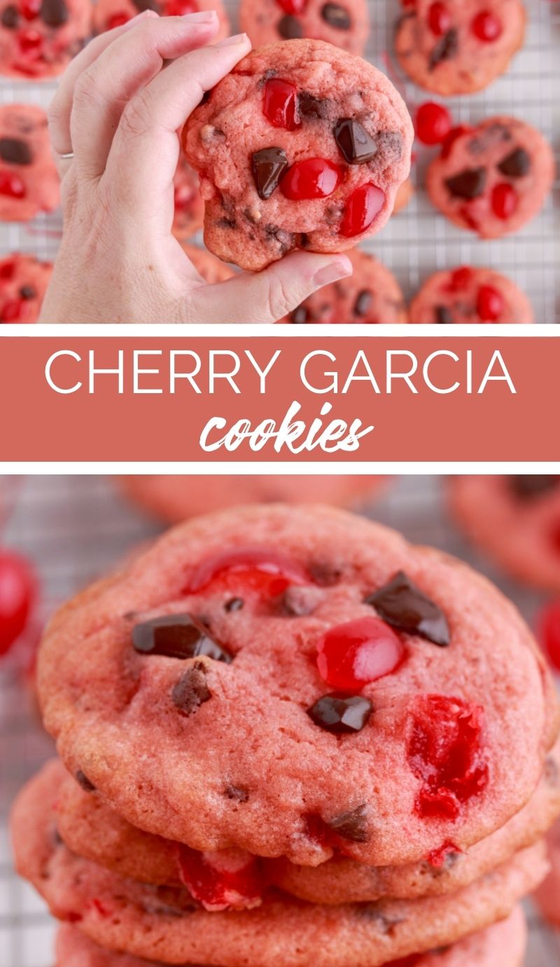 This Cherry Garcia cookies have all the flavors created by Ben & Jerry’s, the most iconic is Cherry Garcia. via @familyfresh