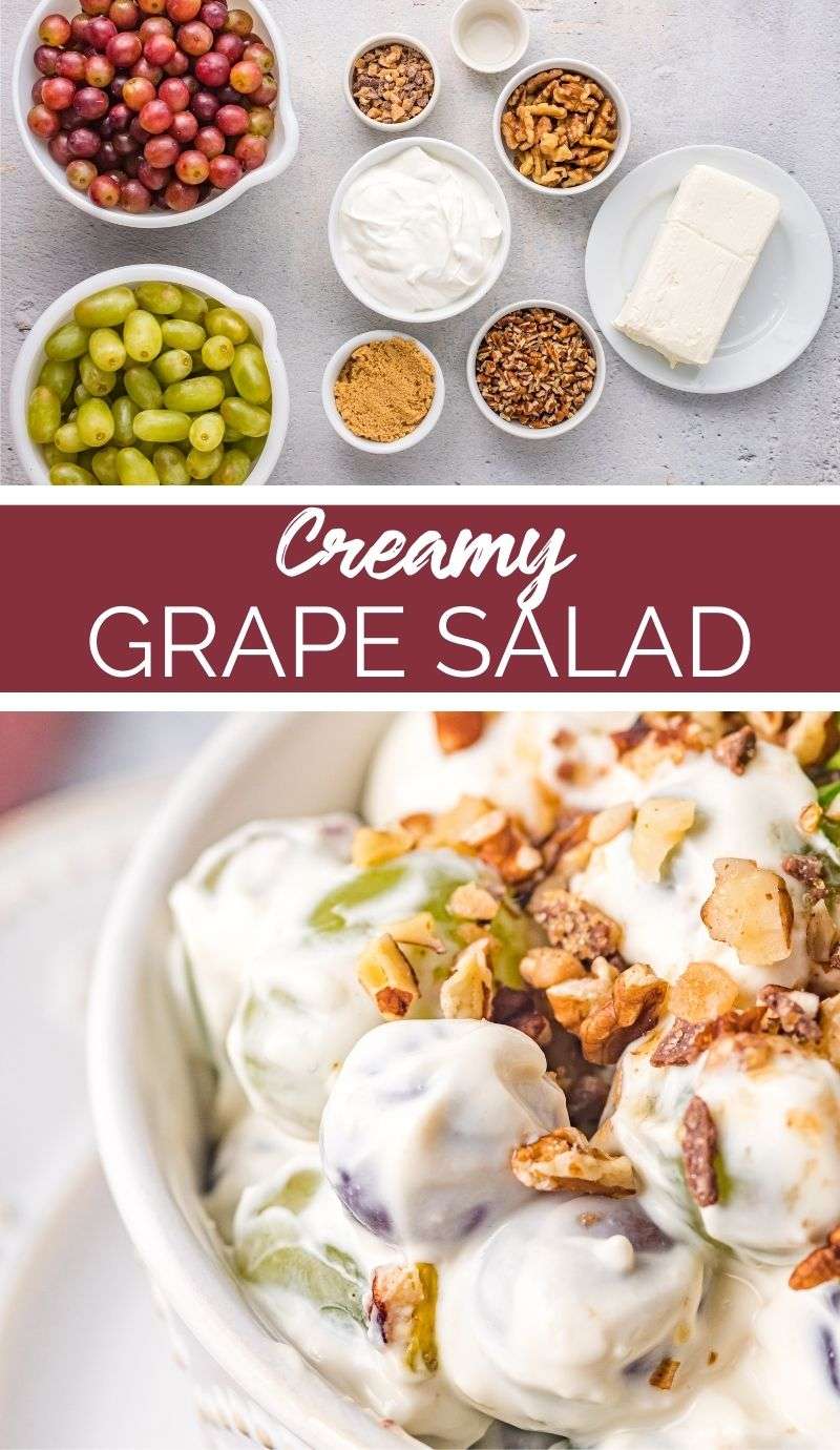 This Creamy Grape Salad is an irresistible dessert, made with very basic ingredients and only requires 5 minutes to assemble. via @familyfresh