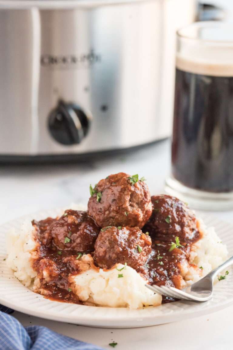 Crockpot Guinness Glazed Meatballs