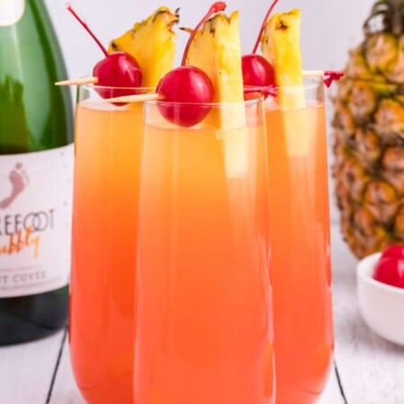 three Pineapple Upside Down Mimosas