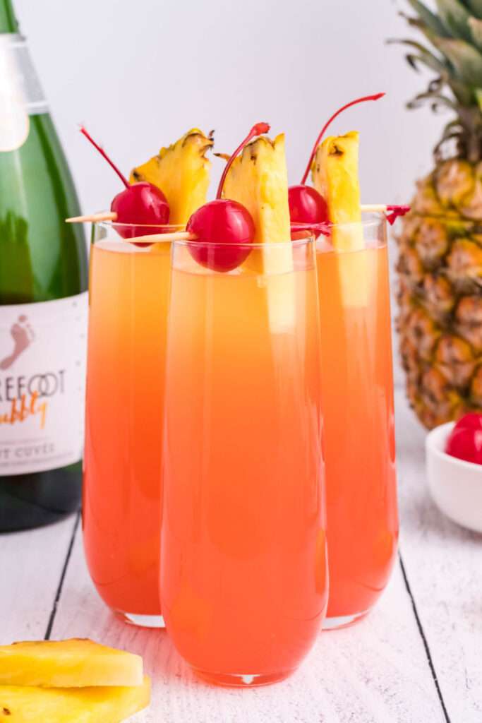 three Pineapple Upside Down Mimosas