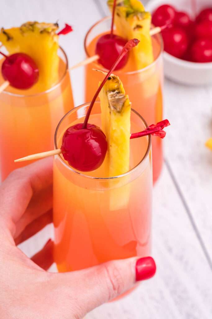 three Pineapple Upside Down Mimosas