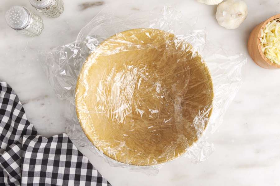 lining bowl with plastic wrap