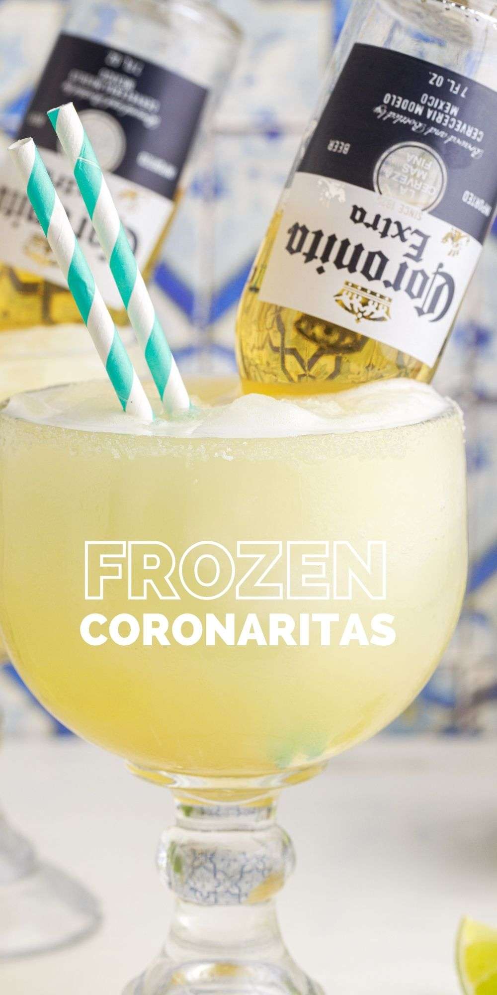 Are you looking for a fun drink for Cinco De Mayo? These Frozen Coronaritas are a fun twist on your common frozen margarita. via @familyfresh