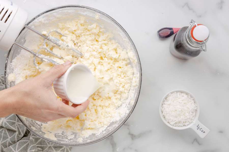 adding in milk to mixture