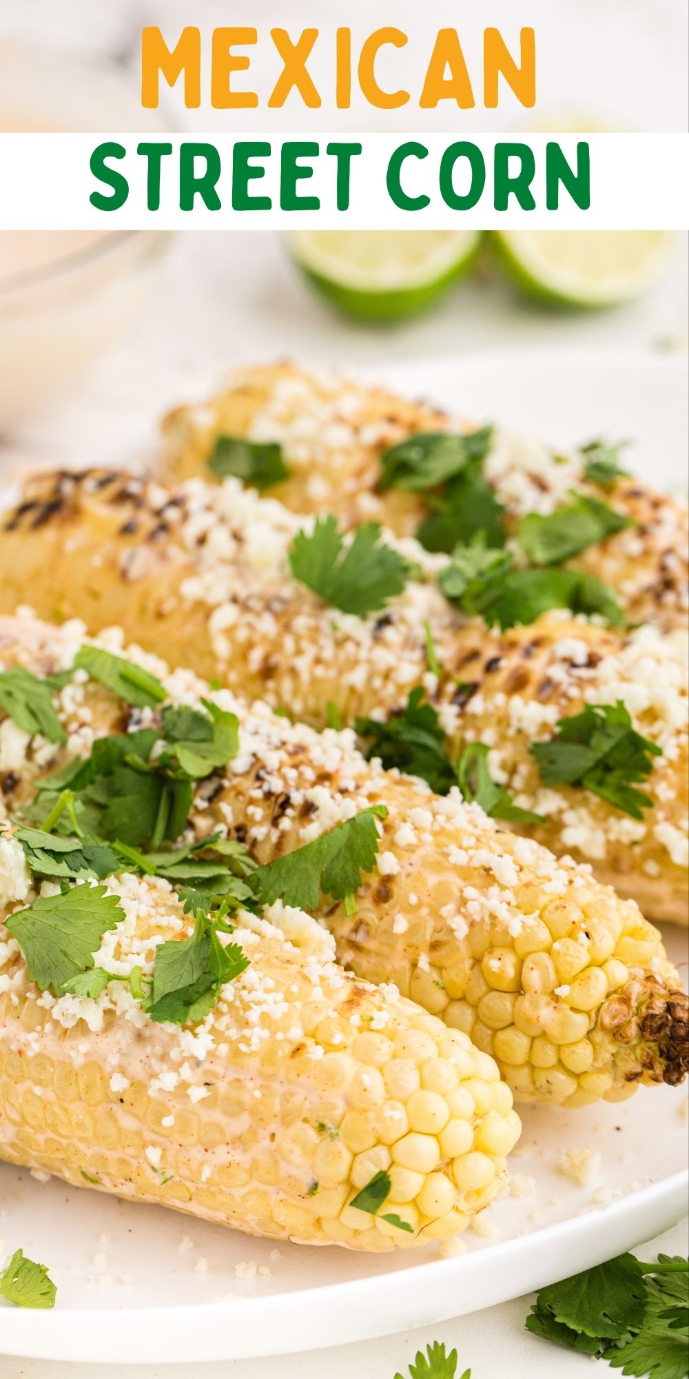 This corn is brushed with a spicy sauce, sprinkled with Cotija and fresh cilantro, they’re just like the full Mexican Street Corn experience. via @familyfresh