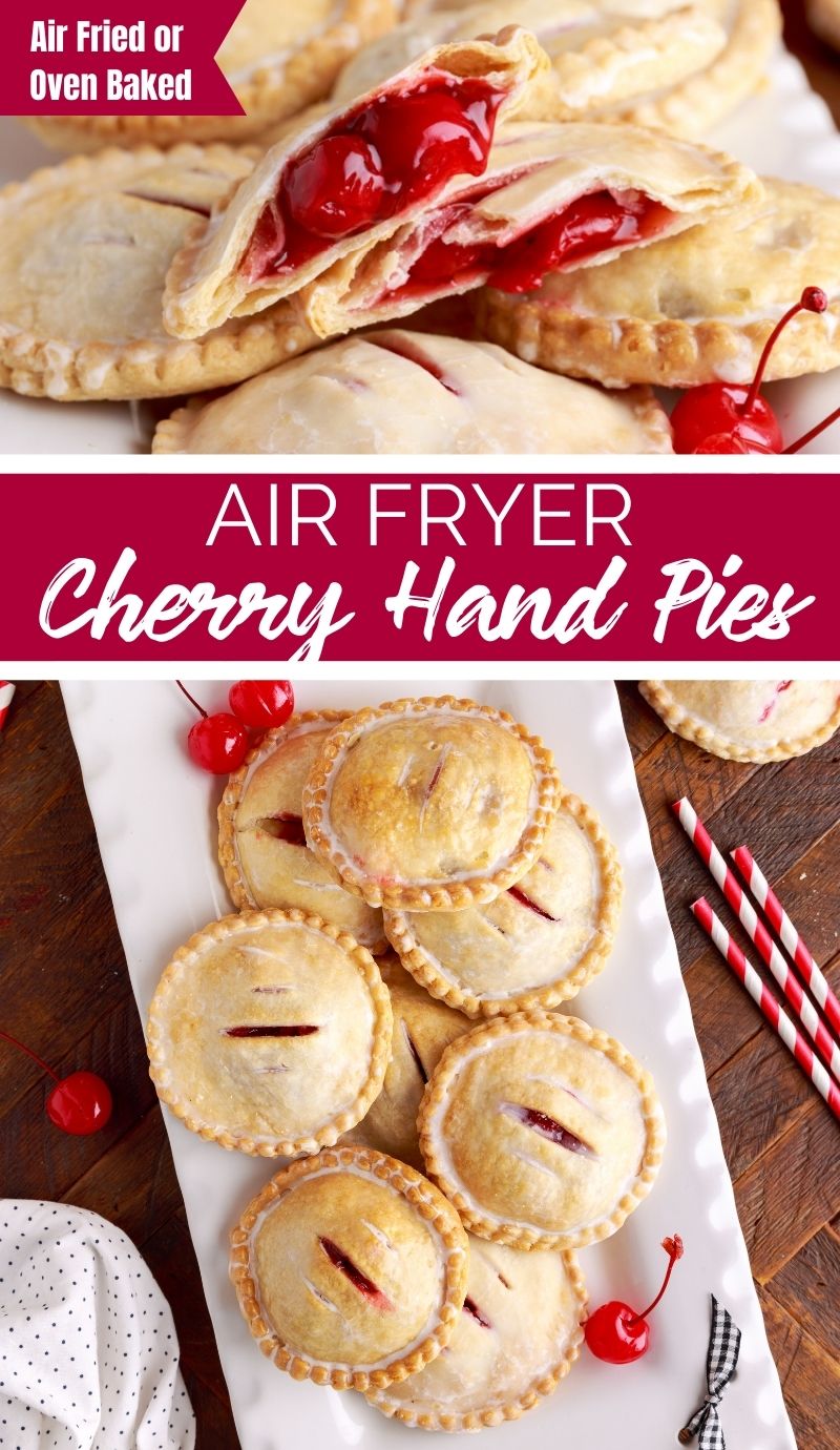 These Air Fryer Cherry Hand Pies are the easiest pies you’ll ever make. Just cut circles out of pie crust, and add a dollop of yummy filling! via @familyfresh