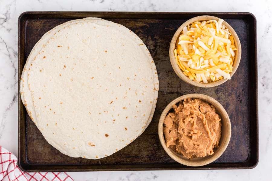 Ingredients for sheet pan quesadillas