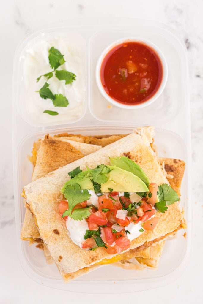 quesadillas pack in a lunchbox