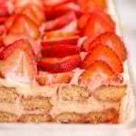 Strawberry tiramisu in baking pan