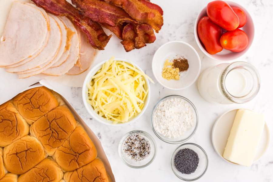 ingredients for Kentucky Hot Brown Sliders