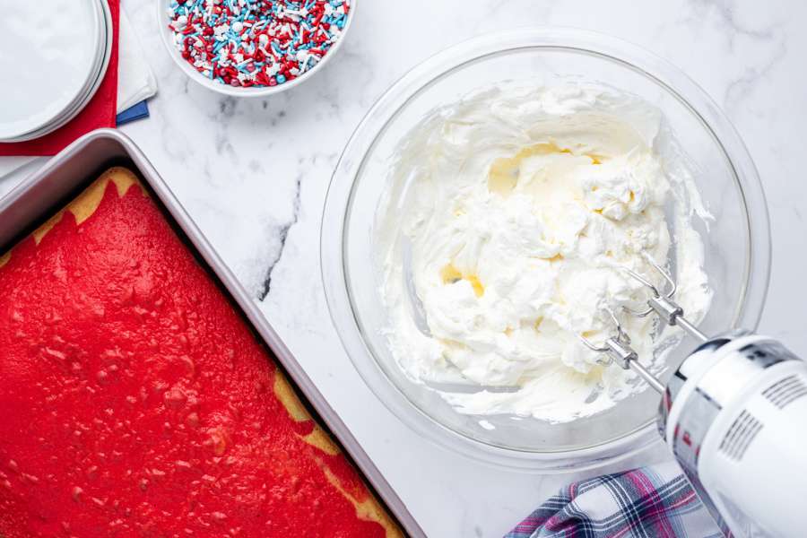 whipped topping in mixing bowl