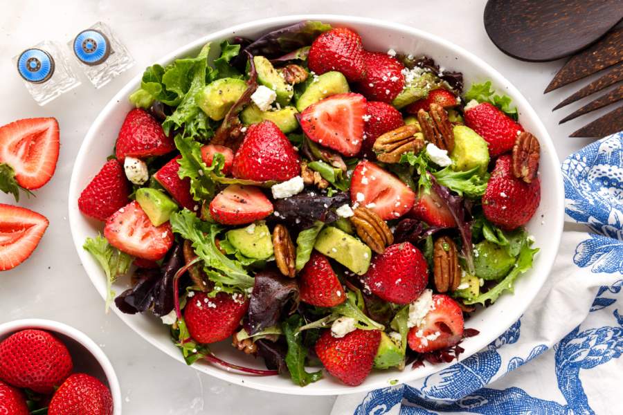 Strawberry Avocado Salad in bowl