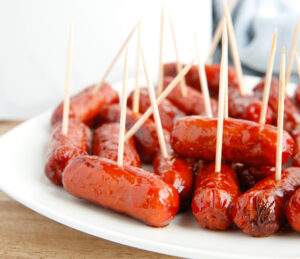 plate of air fryer bbq lil smokies