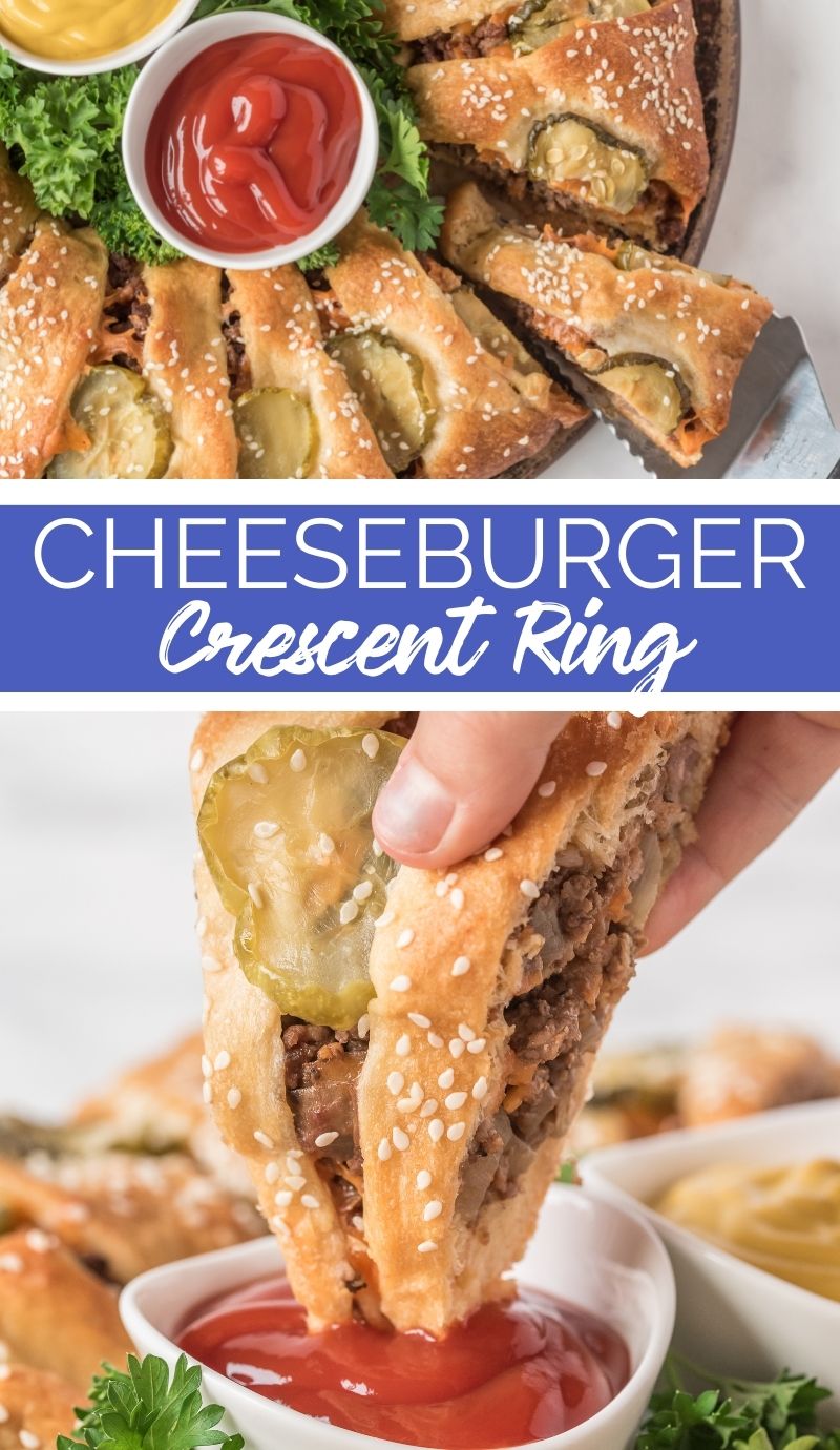 This Cheeseburger Crescent Ring is perfect as a party snack when entertaining or keep those hunger pangs at bay while hanging with family. via @familyfresh