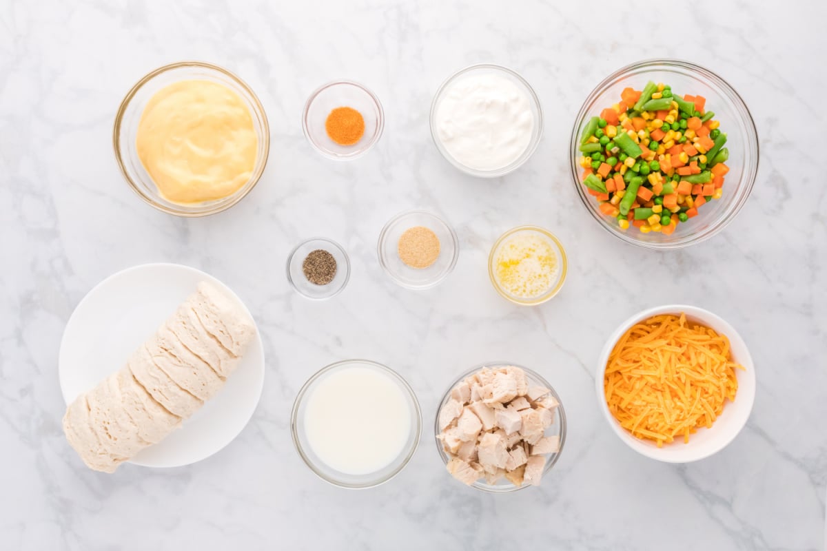 ingredients for Yellow Pot Pie Casserole