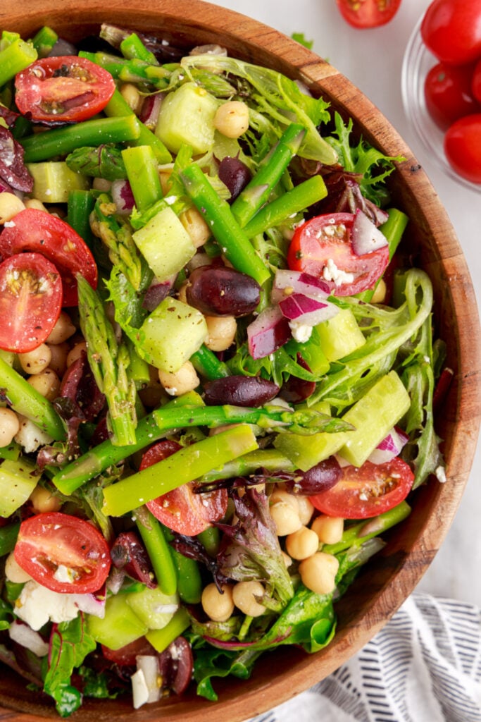 Chopped Asparagus and Chickpea Salad in a bowl