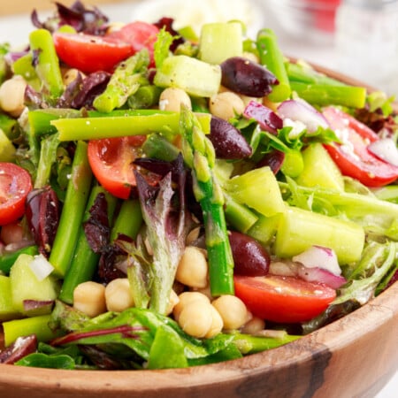 Chopped Asparagus and Chickpea Salad in a bowl