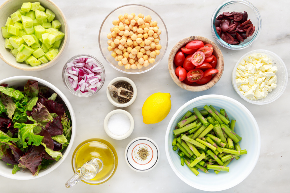 ingredients for Chopped Asparagus and Chickpea Salad