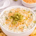 Fried dill picke dip in a bowl