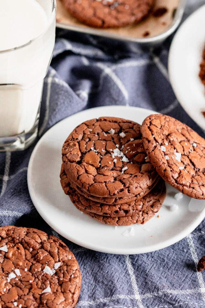 Sea Salt Brownie Cookies on a plate