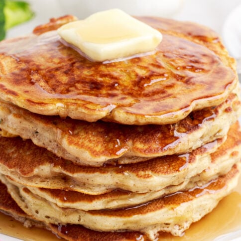 Zucchini Pancakes stacked on a plate