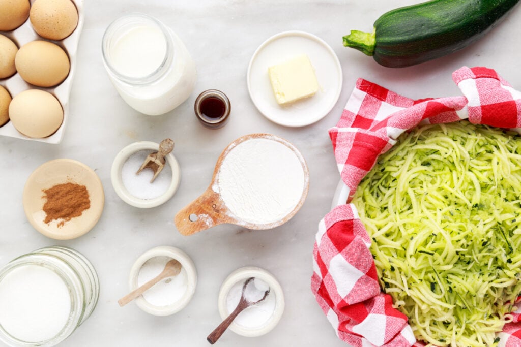 ingredients for zucchini pancakes