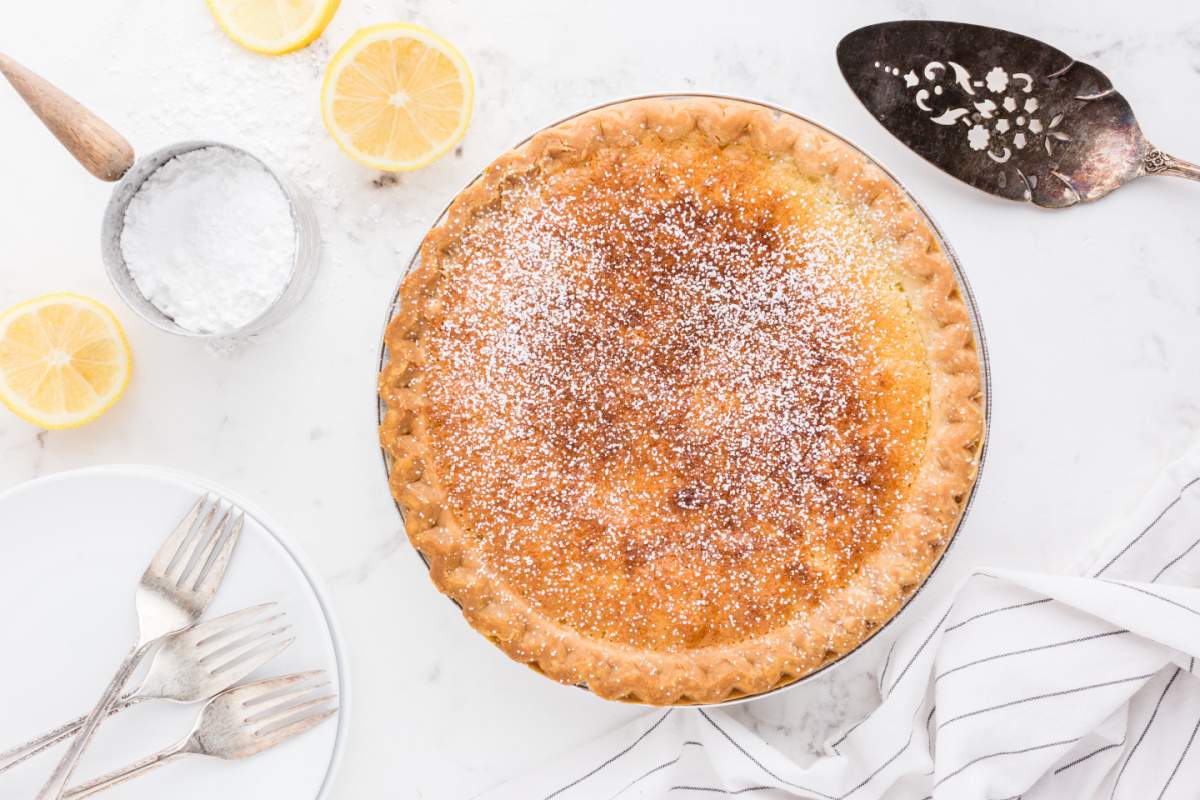 Chess Pie dusted with sugar