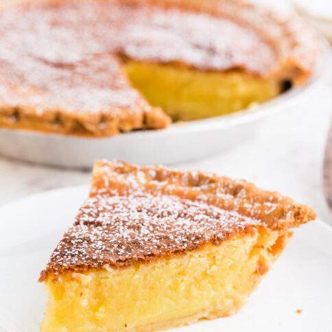 slice of Chess Pie on a plate