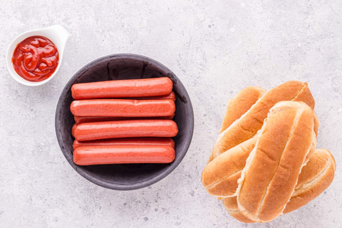 ingredients for Halloween Witch Hot Dog Fingers