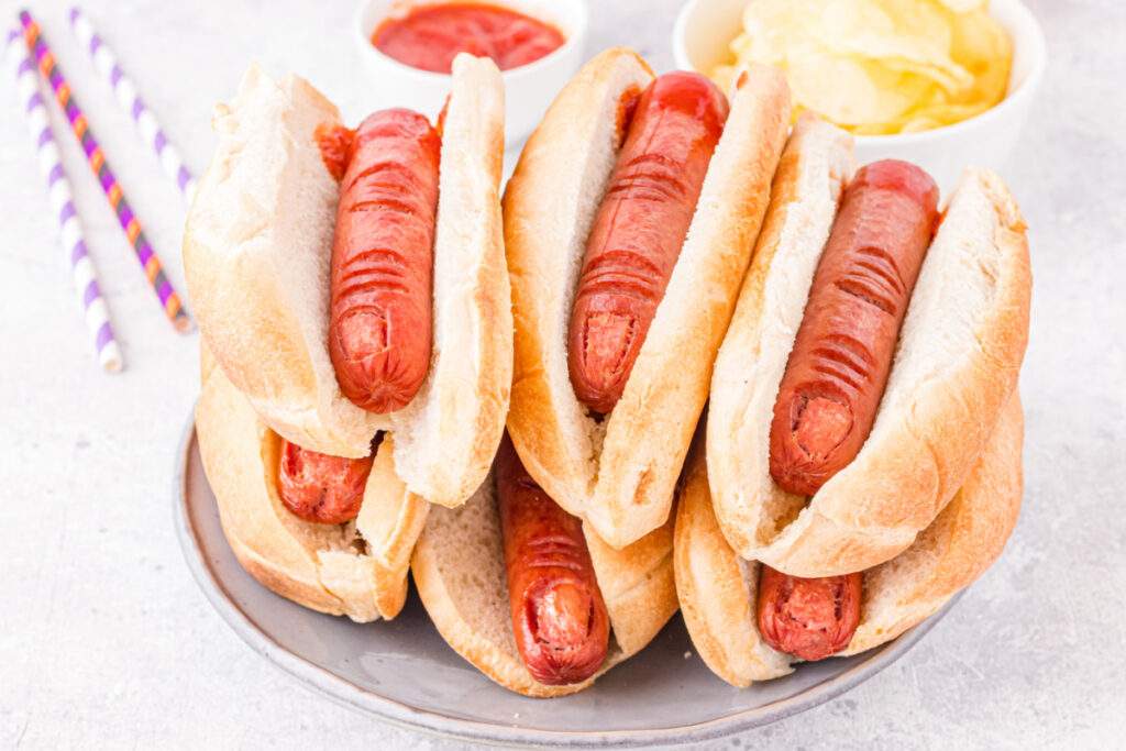 Halloween Witch Hot Dog Fingers on a plate