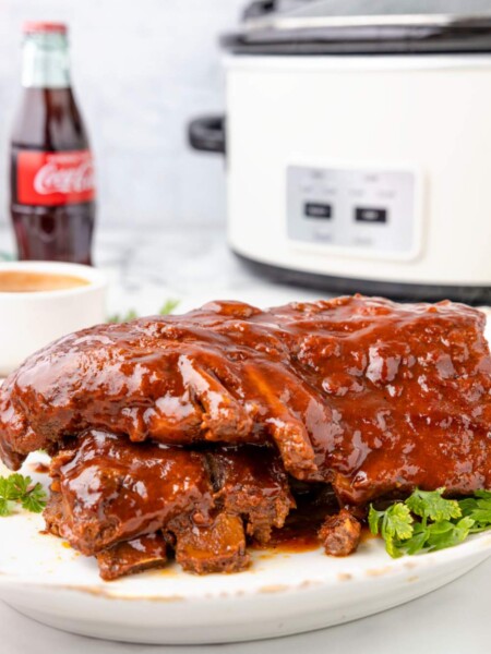 Crockpot Coke Ribs on a plate