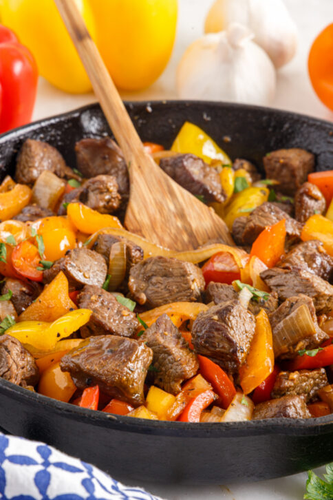 Beef Tips and Peppers recipe from Family Fresh Meals