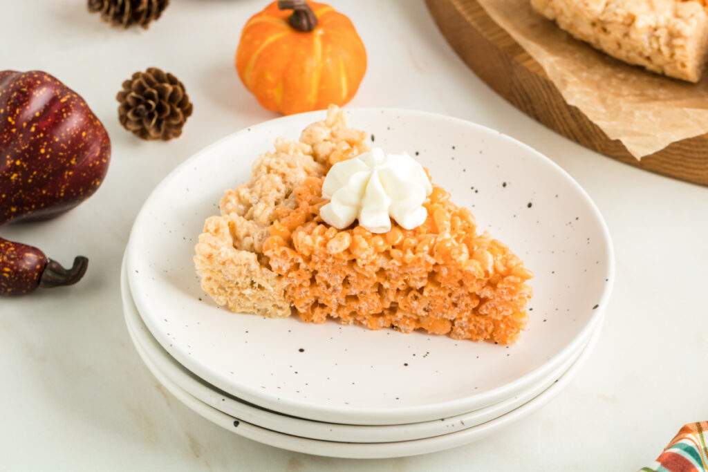 Pumpkin Pie Rice Krispies on a plate