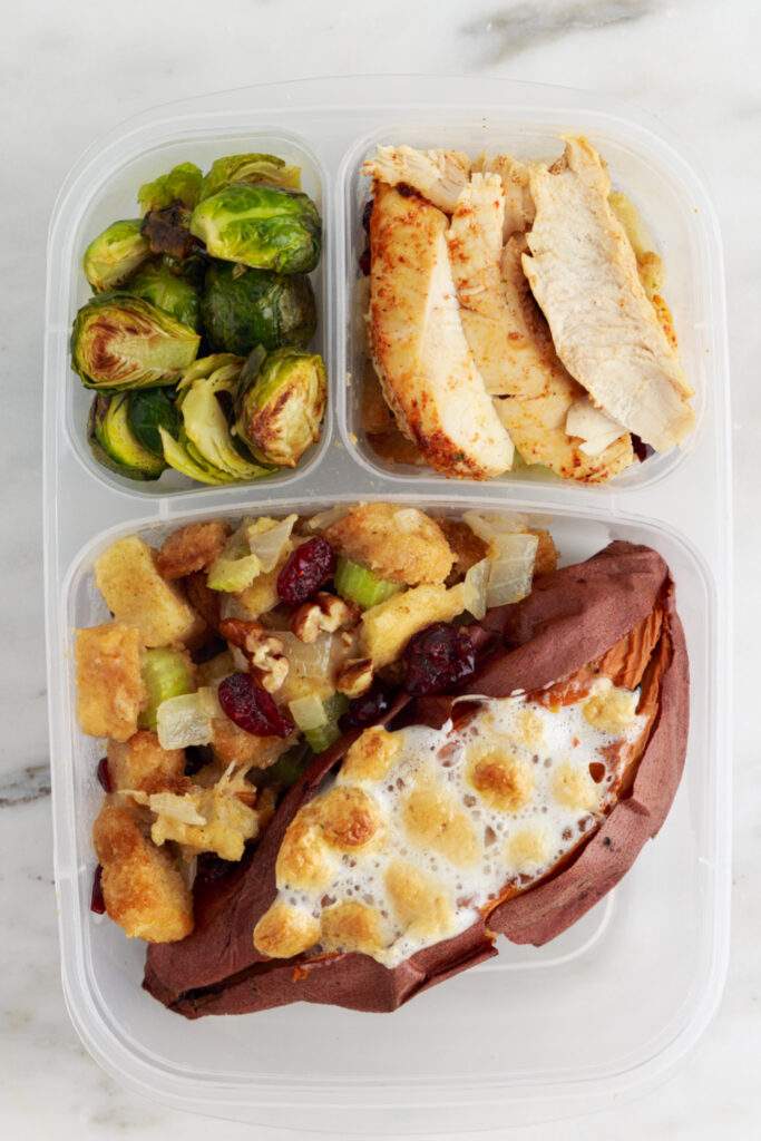 Thanksgiving Mea Leftovers packed in a lunchbox