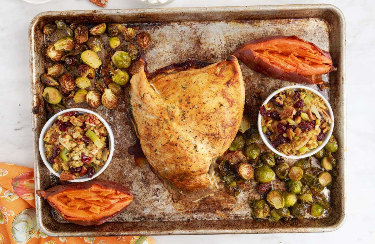 Thanksgiving Sheet Pan Dinner for Two - cooked